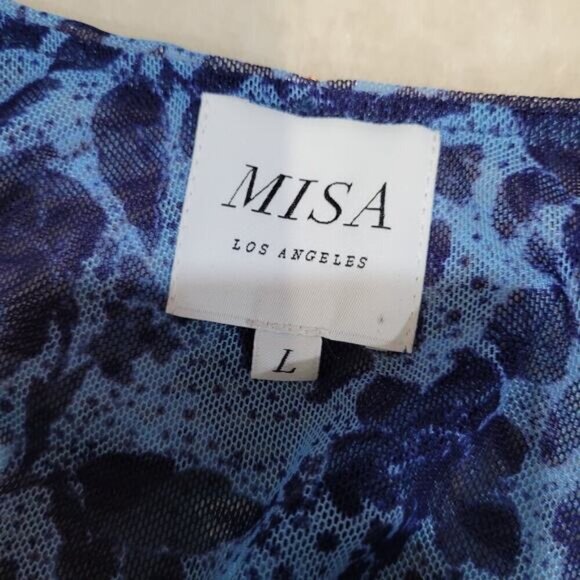 Misa Los Angeles Ava Blue Dress in Goa Floral Mesh - Size‎ Large - Picture 6 of 10